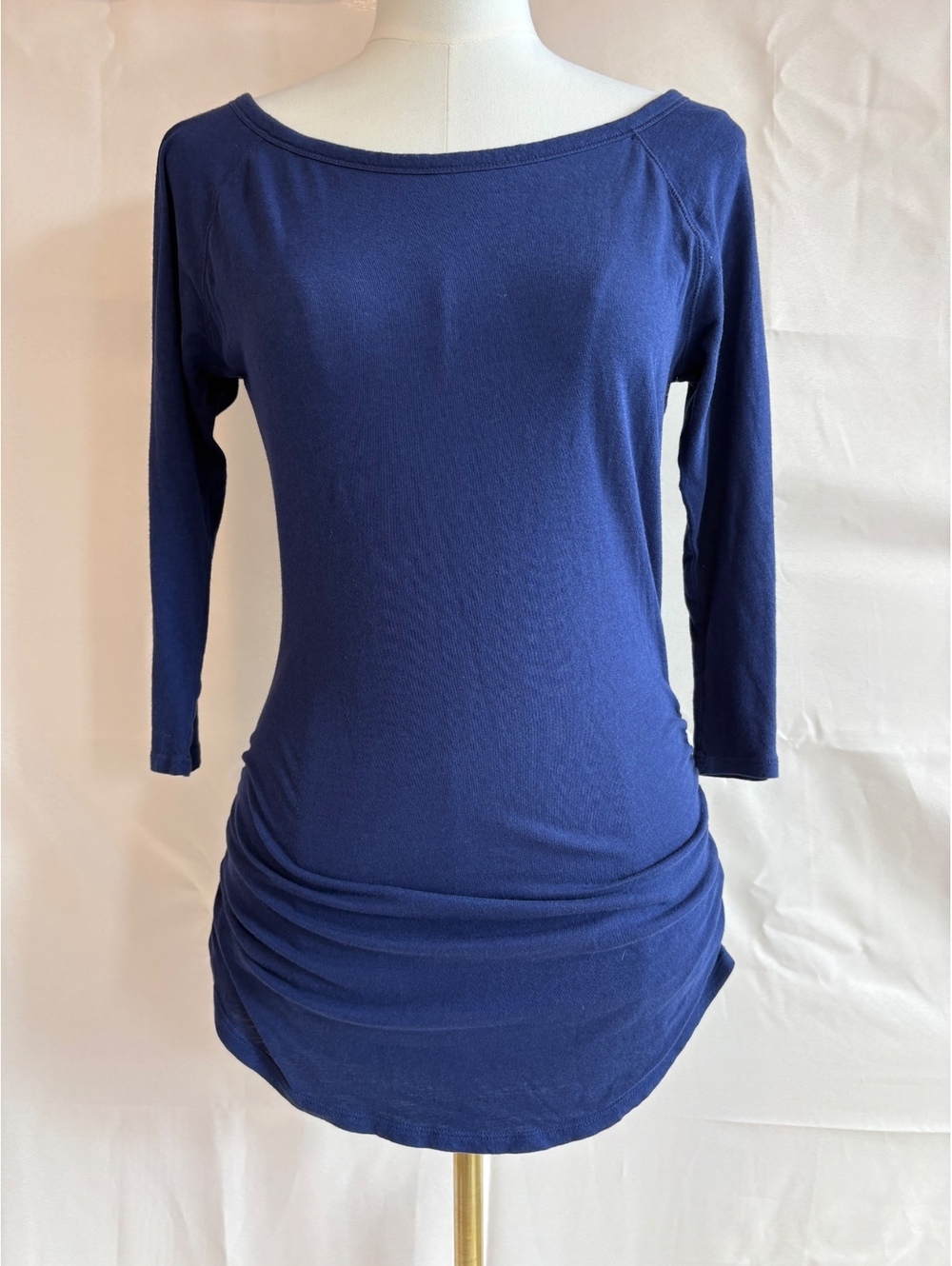 Express Women's Navy Blue Long Sleeve Ruched Tunic Top Size Large